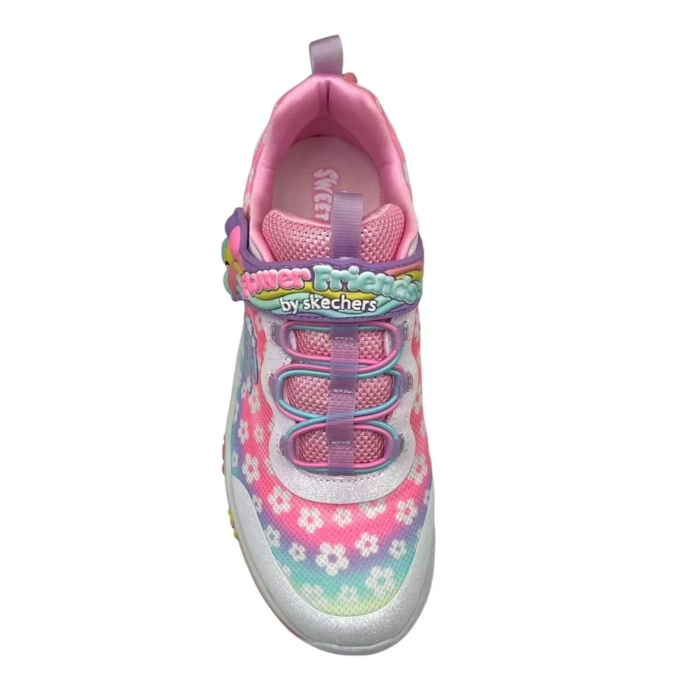 Skechers Youth Big Girls Flower Friends‎ Slip-on Sneakers Size 3.5 White/Multi